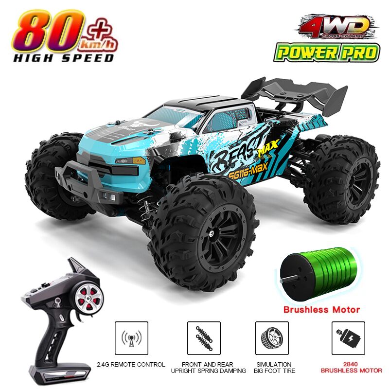 NEW 1:16 4WD RC Car 80KM/H With LED Lights Remote Control Cars Off-Road Control Trucks High