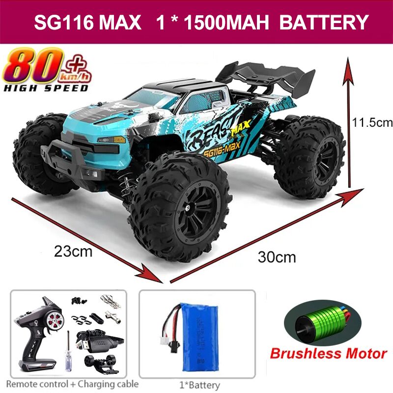 NEW 1:16 4WD RC Car 80KM/H With LED Lights Remote Control Cars Off-Road Control Trucks High - Image 6