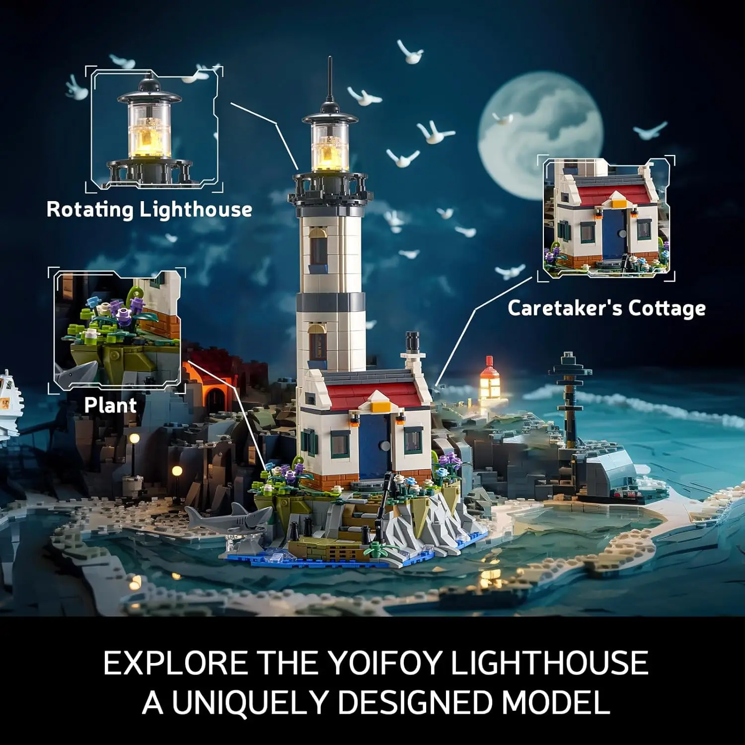 1677PCS Electric Lighthouse Building Blocks - Fisherman Rescue Boats with Light - Image 5