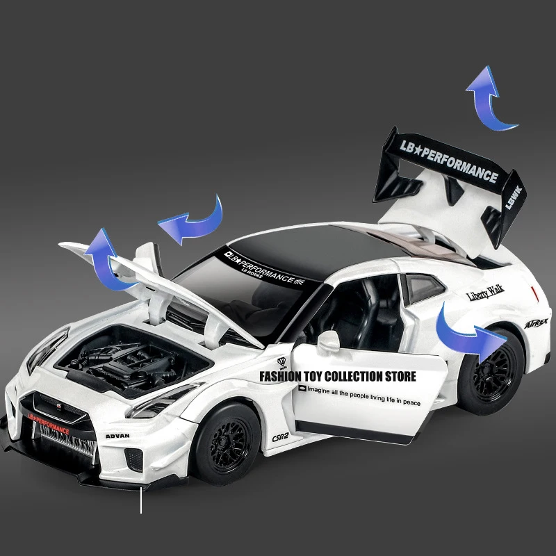 1: 32 GTR-CSR2 Fast and Furious Alloy Car Model Diecasts Toy With Sound and Light Vehicles Decoration Toys For Kids Gift 4