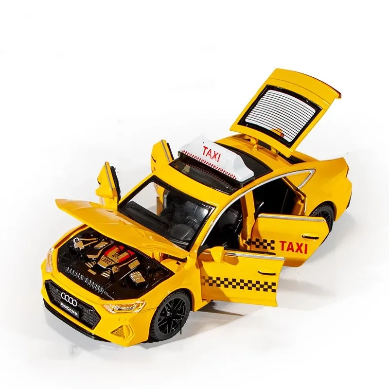 1:32 Audi RS7 Alloy Taxi Car Model Diecasts & Toys Vehicles Simulation Sound and Light Toys Car Collection Boys Children's Gift 3