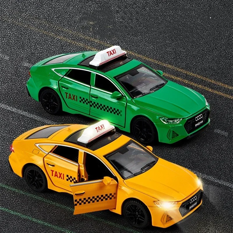 1:32 Audi RS7 Alloy Taxi Car Model Diecasts & Toys Vehicles Simulation Sound and Light Toys Car Collection Boys Children's Gift 1