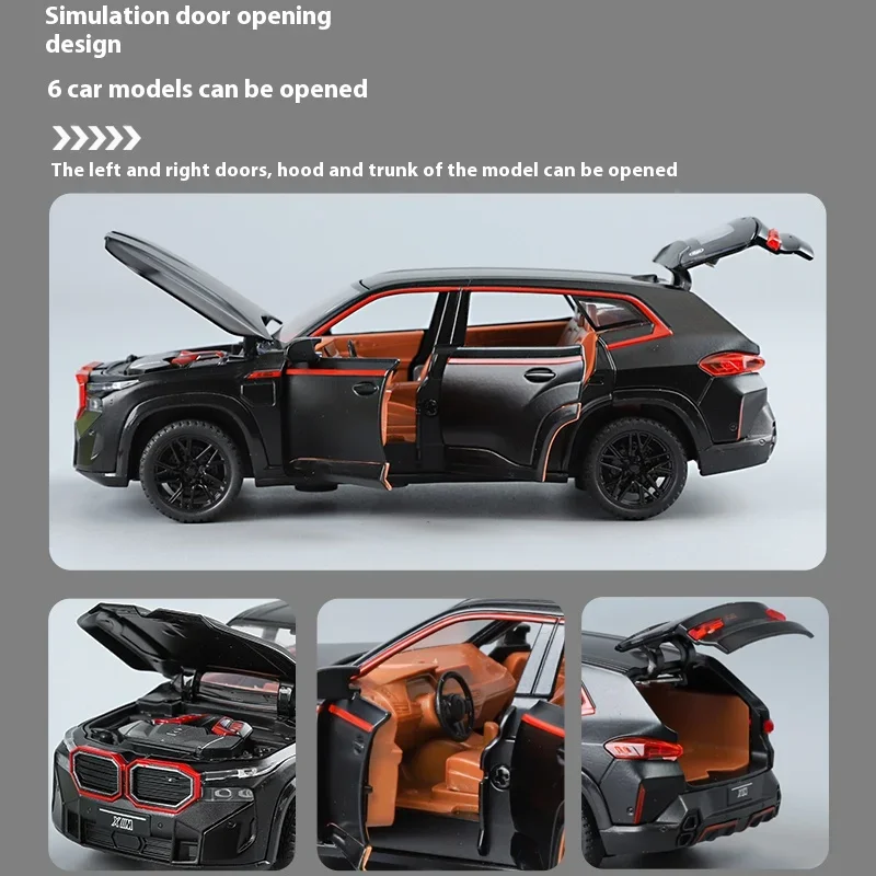1:32 BMW XM Off Road SUV Vehicle Alloy Metal Diecast Car Model Sound & Light Indoor Collection Decorative Gift For Firend Box 5