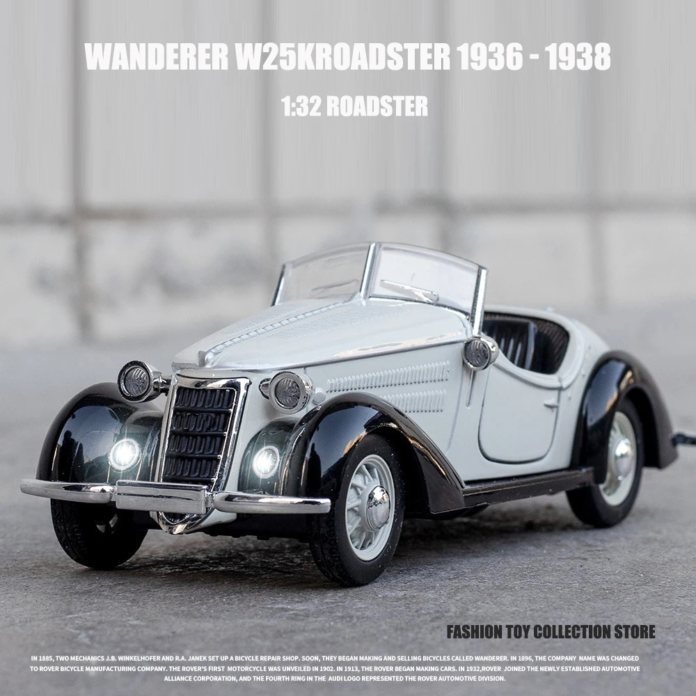 1: 32 WANDERER W25KROADSTER Alloy Car Model High Simulation Diecasts Toy With Sound and Light Pull Back Vehicles Decoration Toys 1