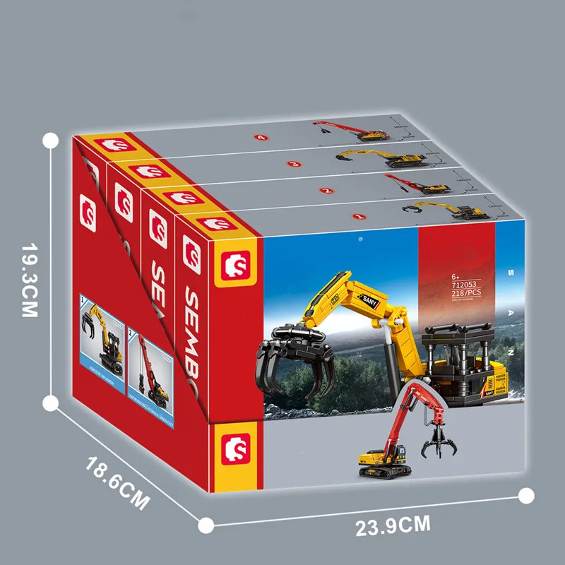 SEMBO 4IN1 Grabbing Machine Assemblage Building Blocks Kits MOC Excavator Truck Model Bricks Car Construction Set Boys Toys Gift 6