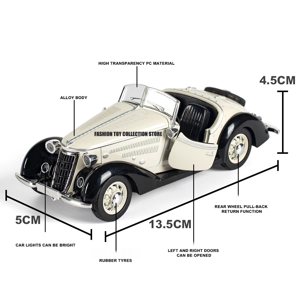 1: 32 WANDERER W25KROADSTER Alloy Car Model High Simulation Diecasts Toy With Sound and Light Pull Back Vehicles Decoration Toys 6