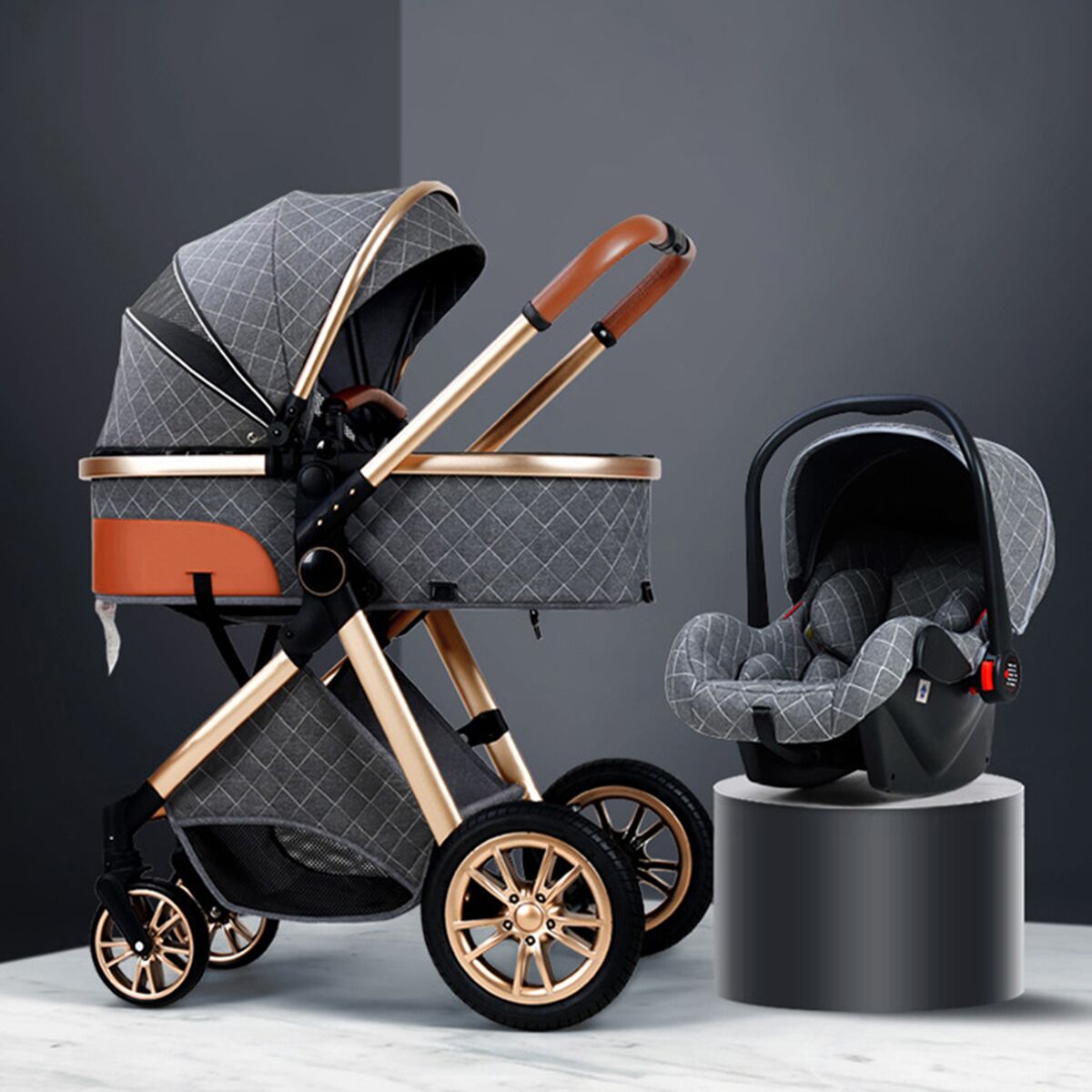 High Landscape Baby Stroller 2-in-1 / 3-in-1: Versatile, Light Folding, and Shock Absorbing