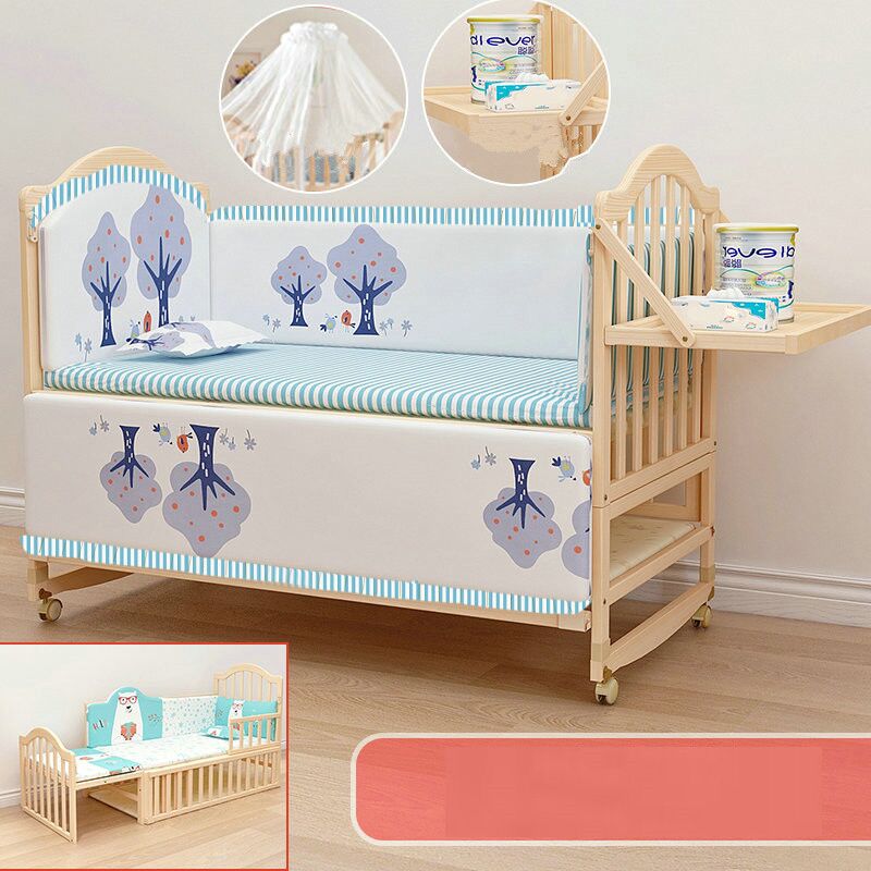 Multifunctional Solid Wood Baby Bed: Newborn Cradle and Children's Crib with Mosquito Net - Image 2