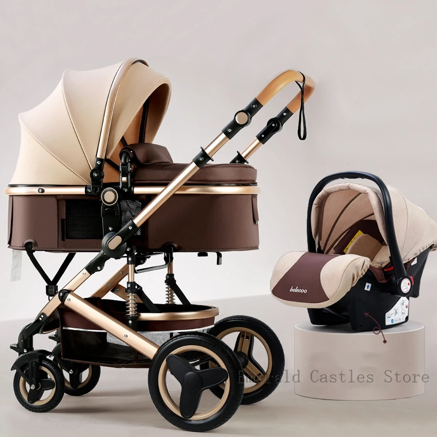 Baby Stroller 3-in-1 with Car Seat: Luxurious High Landscape Stroller for Your Newborn