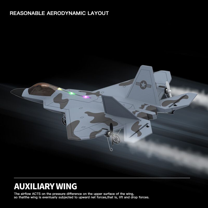 F22S RC Airplane – 2.4G 3CH 3D6G Raptor Warplane with LED Lights - Image 3