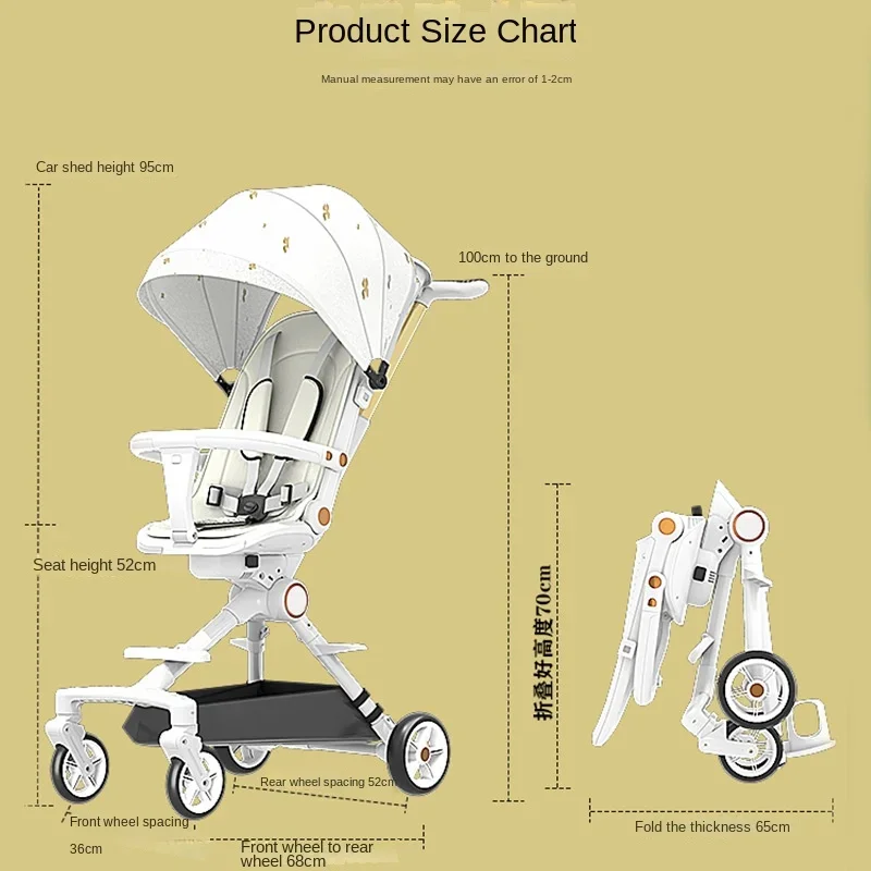 Two-Way Seat Baby Stroller: Lightweight and Foldable with Shock Absorption and Four Wheels - Image 3