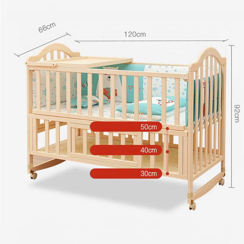 Multifunctional Solid Wood Baby Bed: Newborn Cradle and Children's Crib with Mosquito Net - Image 5
