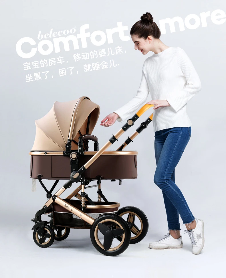 Baby Stroller 3-in-1 with Car Seat: Luxurious High Landscape Stroller for Your Newborn - Image 4