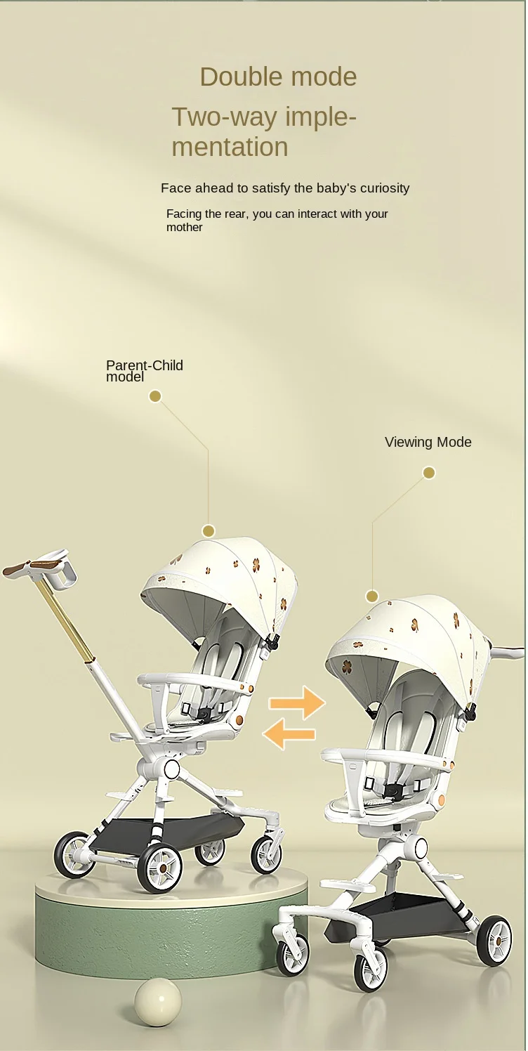 Two-Way Seat Baby Stroller: Lightweight and Foldable with Shock Absorption and Four Wheels - Image 5