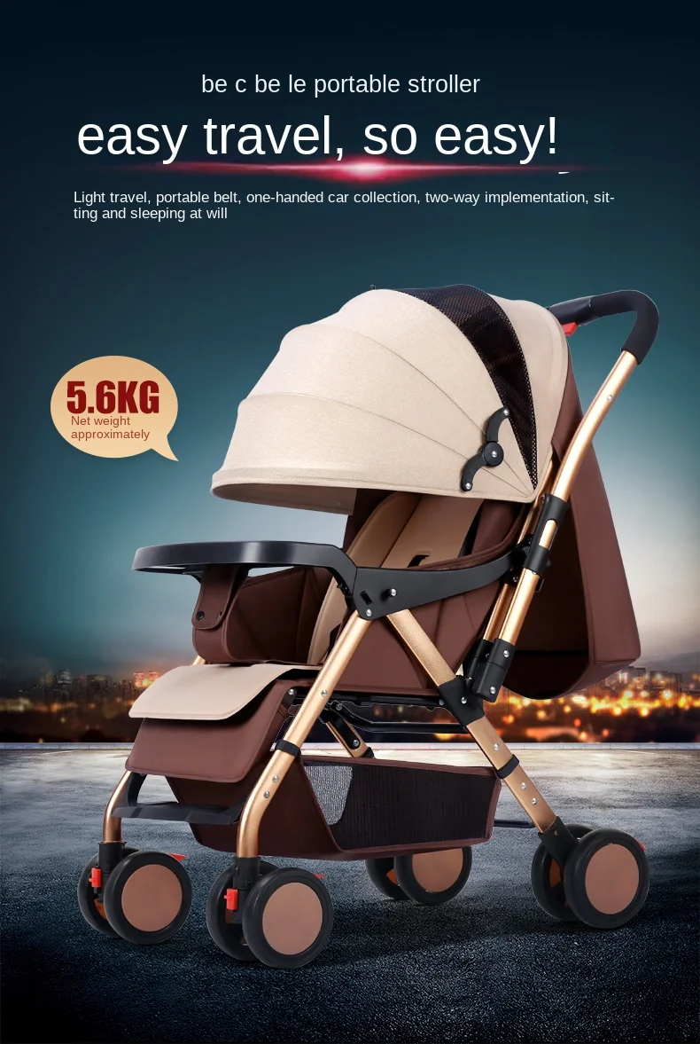 Bluechildhood Lightweight Baby Stroller: Two-Way Push Traveling Pram for Newborns - Image 6