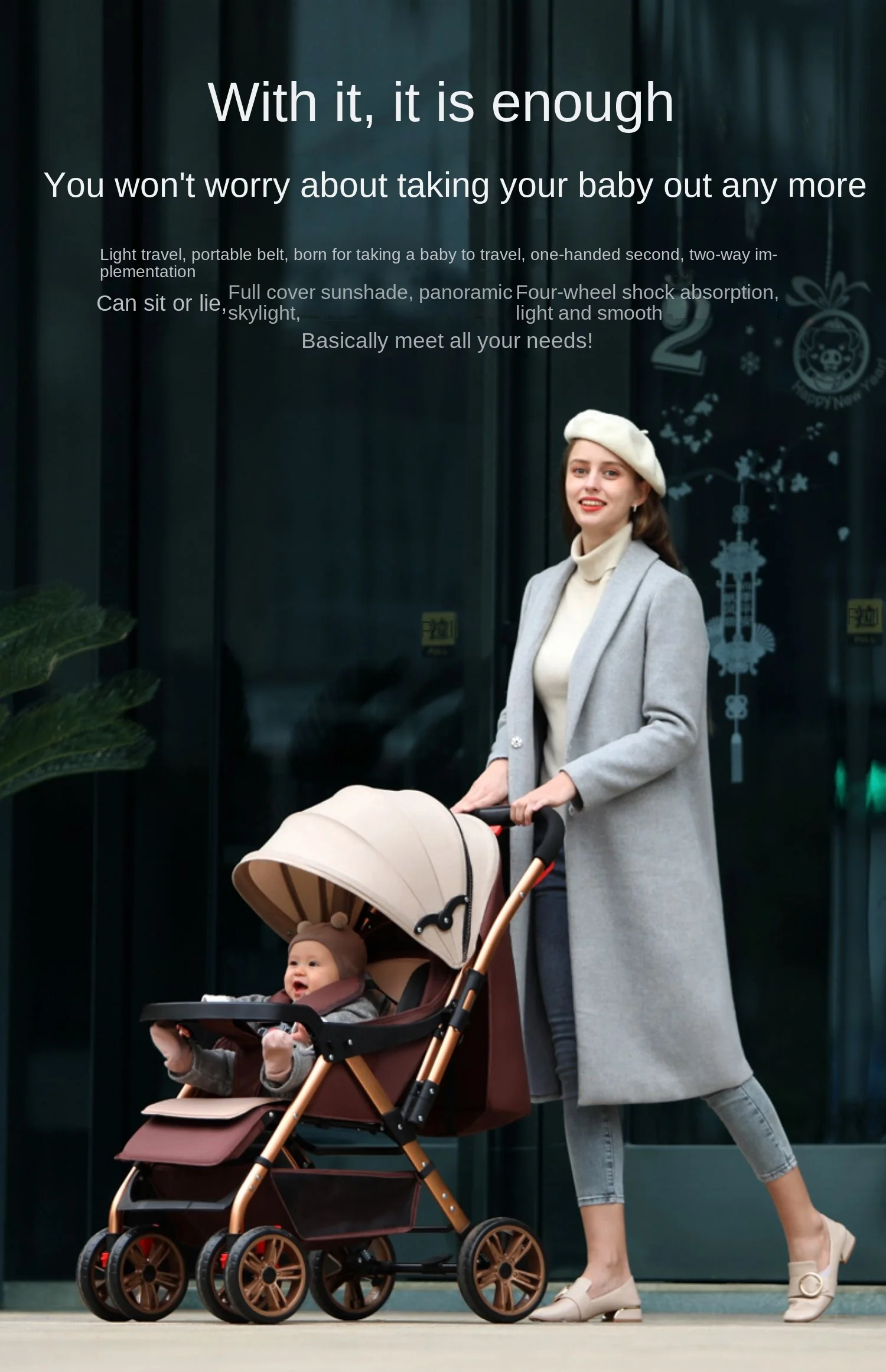 Bluechildhood Lightweight Baby Stroller: Two-Way Push Traveling Pram for Newborns - Image 7