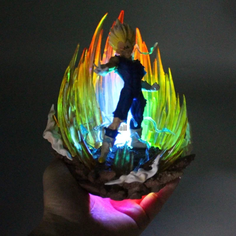 Dragon Ball Figure: Vegeta Anime Statue with LED Light - PVC Figurine Model Doll for Collection and Room Decor
