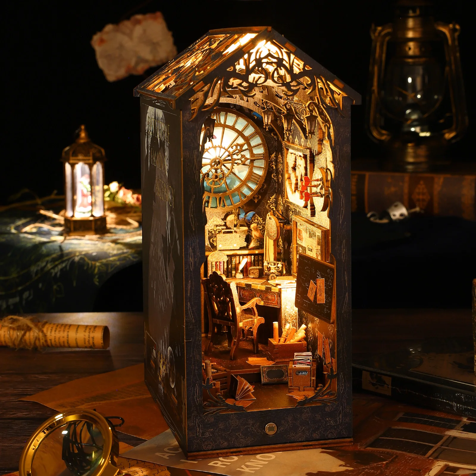 DIY Book Nook Kit – 3D Wooden Puzzle Bookshelf Insert with LED Light - Image 2