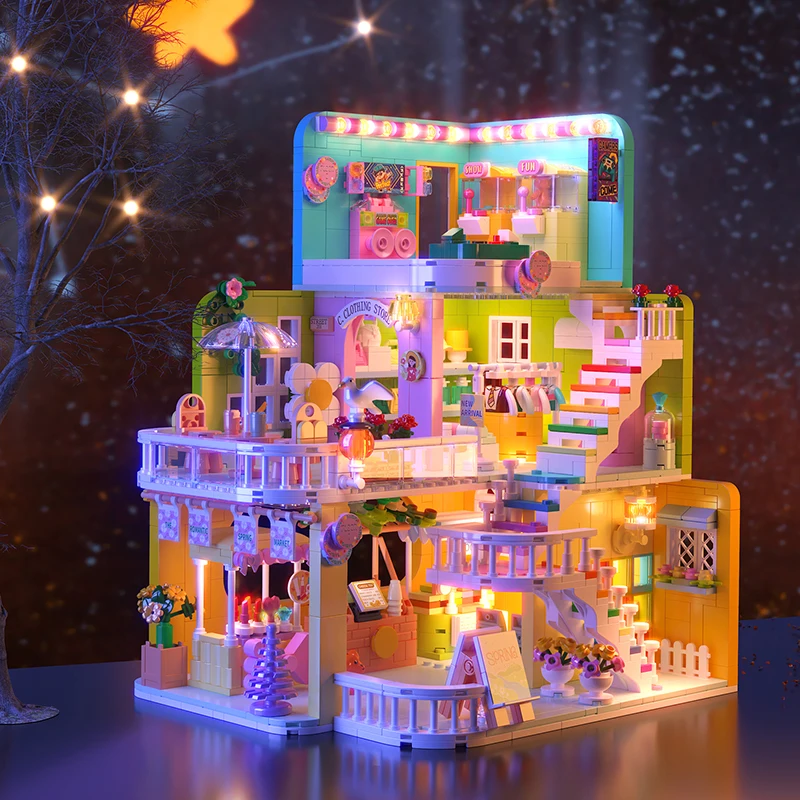 Creative Mini Shop Game Room - Market Shopping Mall Building Blocks Set