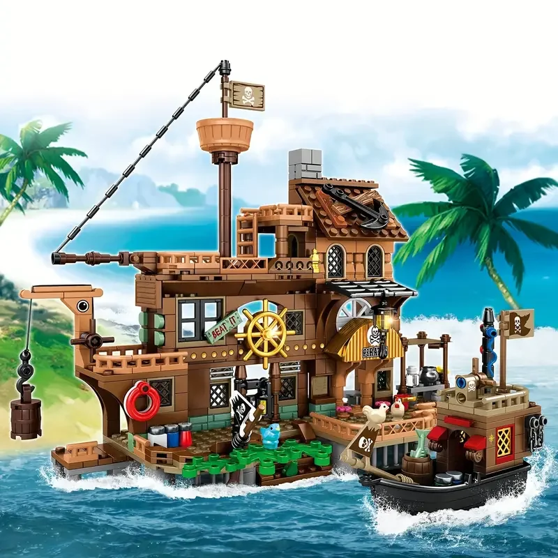Building Blocks Set Creative Medieval Pirate Island Fortress Castle - Image 2