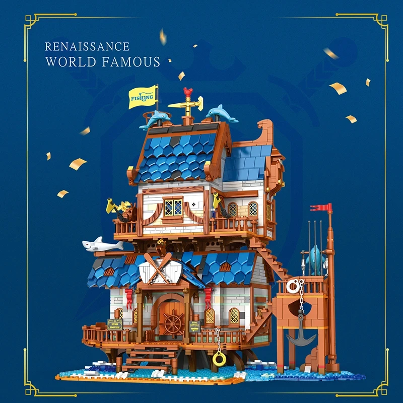 2450PCS Fisherman's Wharf Building Blocks - Creative Seaside Street View MOC Model - Image 2