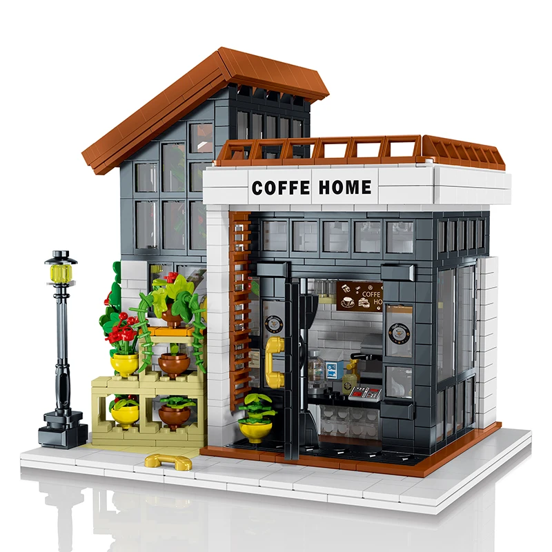 Creative City Light Sunshine Coffee House Building Blocks Set - MOC Streetview Modular Architecture - Image 2