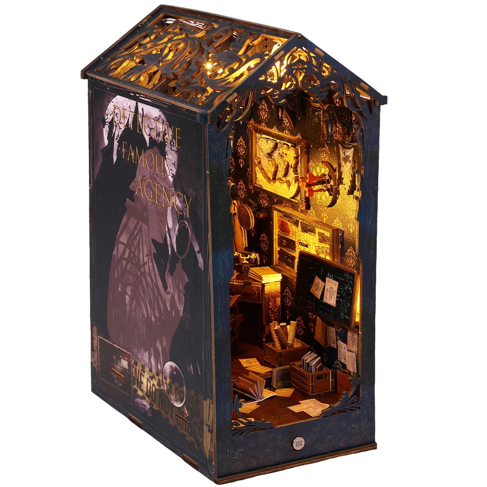 DIY Book Nook Kit – 3D Wooden Puzzle Bookshelf Insert with LED Light - Image 7