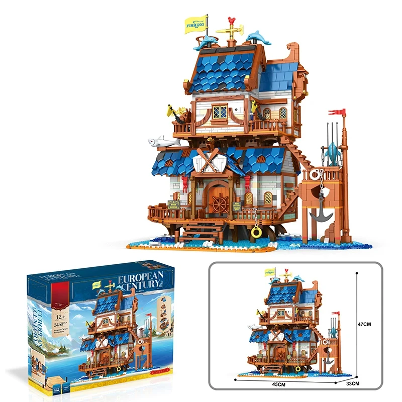 2450PCS Fisherman's Wharf Building Blocks - Creative Seaside Street View MOC Model - Image 7