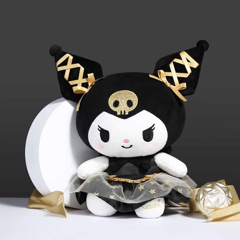 Black Series 30cm Kuromi & Hello Kitty Plush Toy Pillow – Soft Stuffed Anime Doll Gift - Image 2