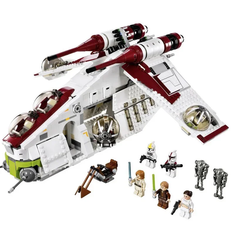 Miniso Disney Star Wars Plan Republic Dropship Gunship Building Blocks Set: 1228 PCS