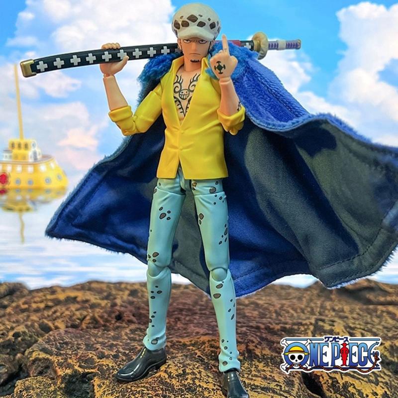 Trafalgar D. Water Law SHF Anime Figure - One Piece Series with Handmade Blue Plush Coat - Image 2