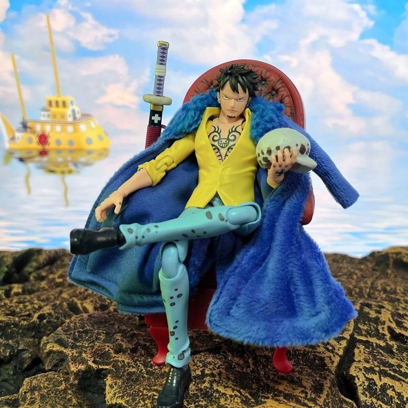 Trafalgar D. Water Law SHF Anime Figure - One Piece Series with Handmade Blue Plush Coat