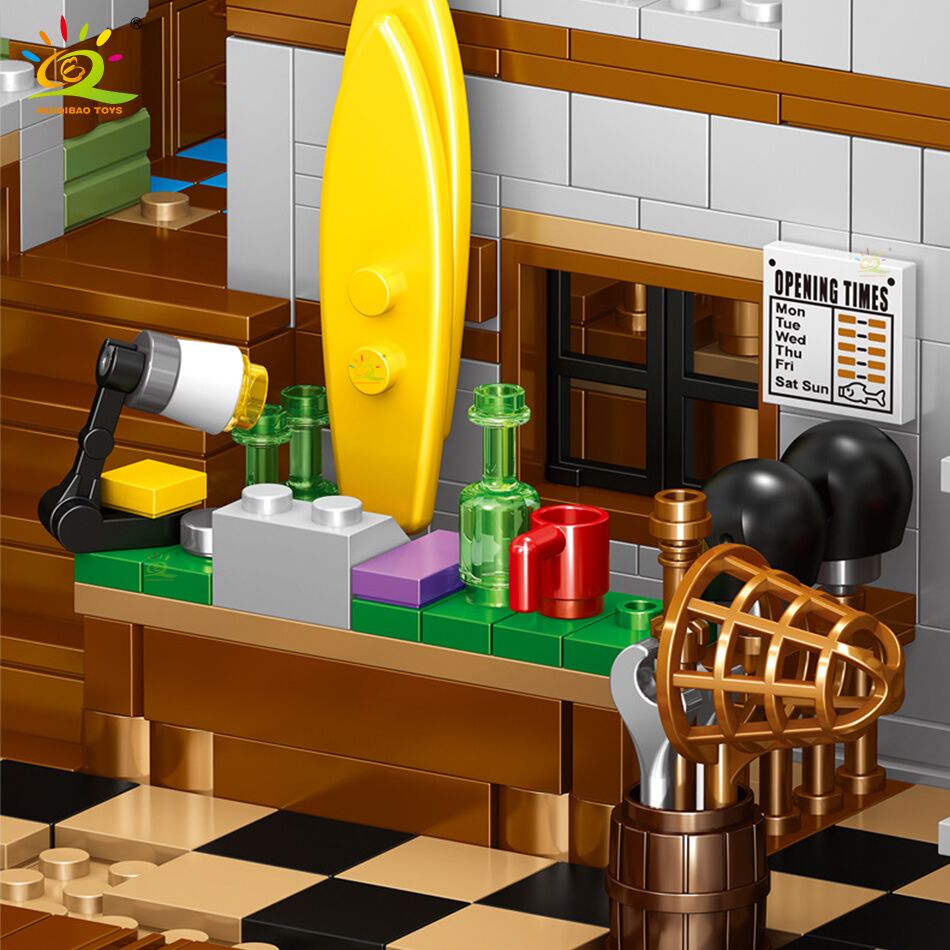 Mini Fishing Village Cabin: HUIQIBAO 1881PCS Micro Building Blocks Set - Image 4