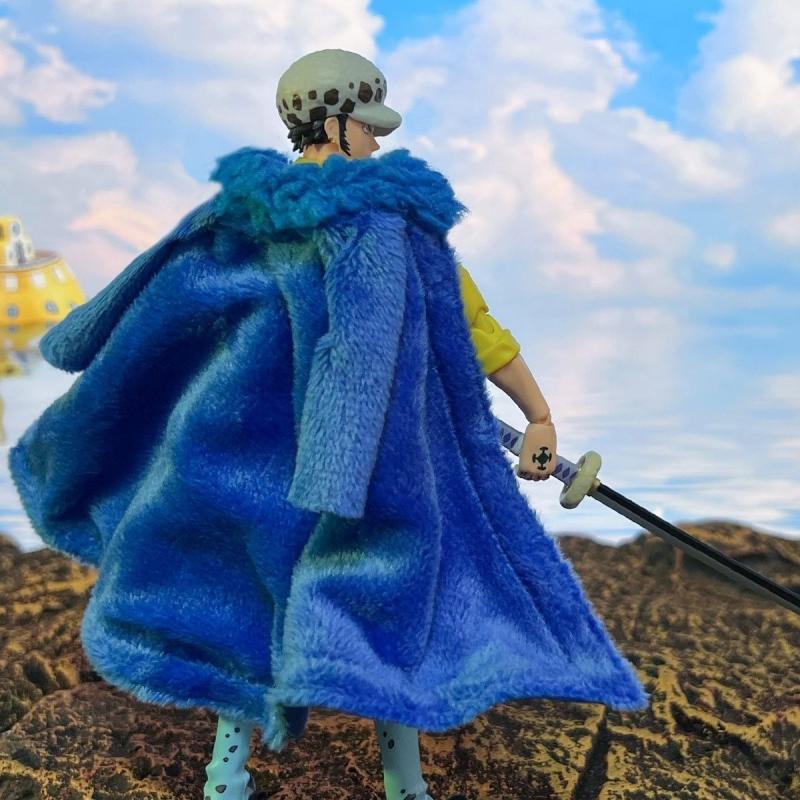 Trafalgar D. Water Law SHF Anime Figure - One Piece Series with Handmade Blue Plush Coat - Image 3