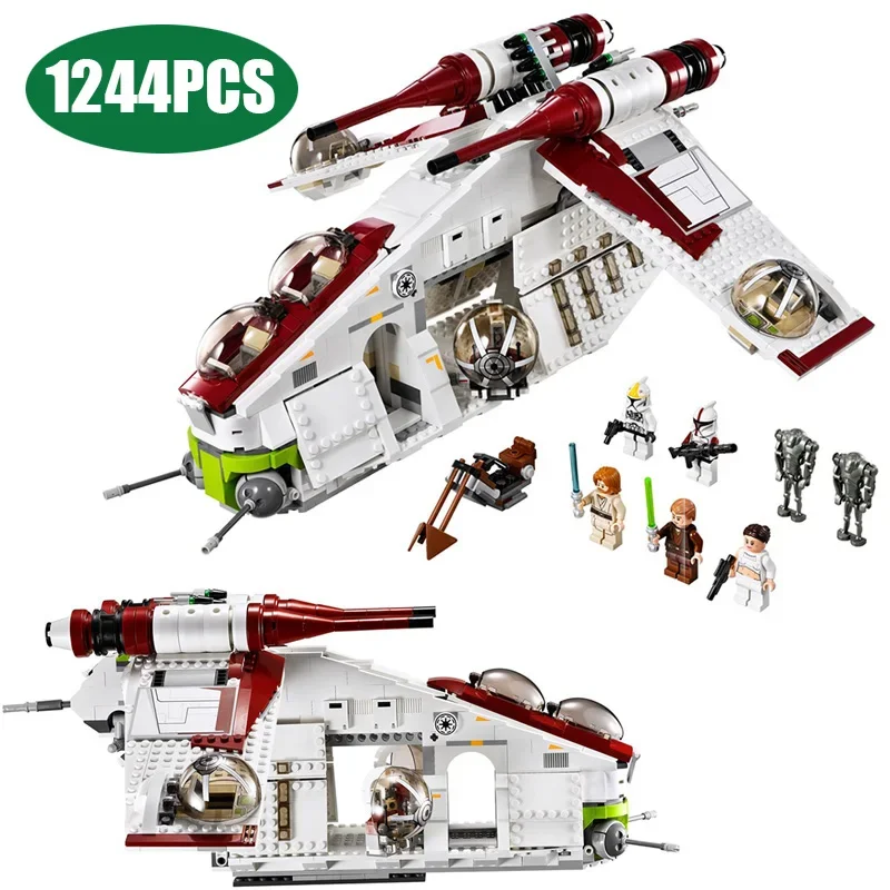 Miniso Disney Star Wars Plan Republic Dropship Gunship Building Blocks Set: 1228 PCS - Image 4
