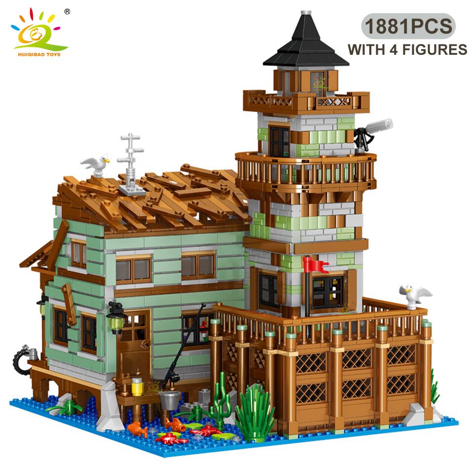 Mini Fishing Village Cabin: HUIQIBAO 1881PCS Micro Building Blocks Set - Image 5