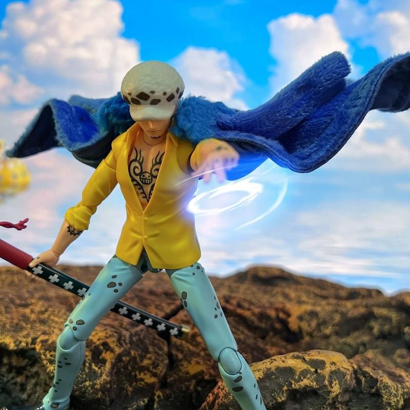 Trafalgar D. Water Law SHF Anime Figure - One Piece Series with Handmade Blue Plush Coat - Image 4