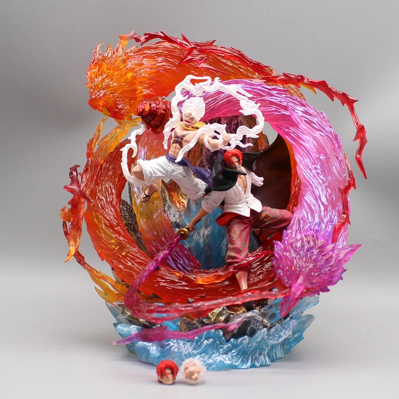 Luffy & Shanks Anime Figure Set: Red Hair Shanks and Nika Luffy Collectible Statue