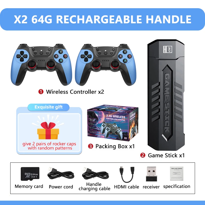 X2 4K HD Video Game Stick Console â 50,000 Retro Games + Wireless Controllers - Image 2