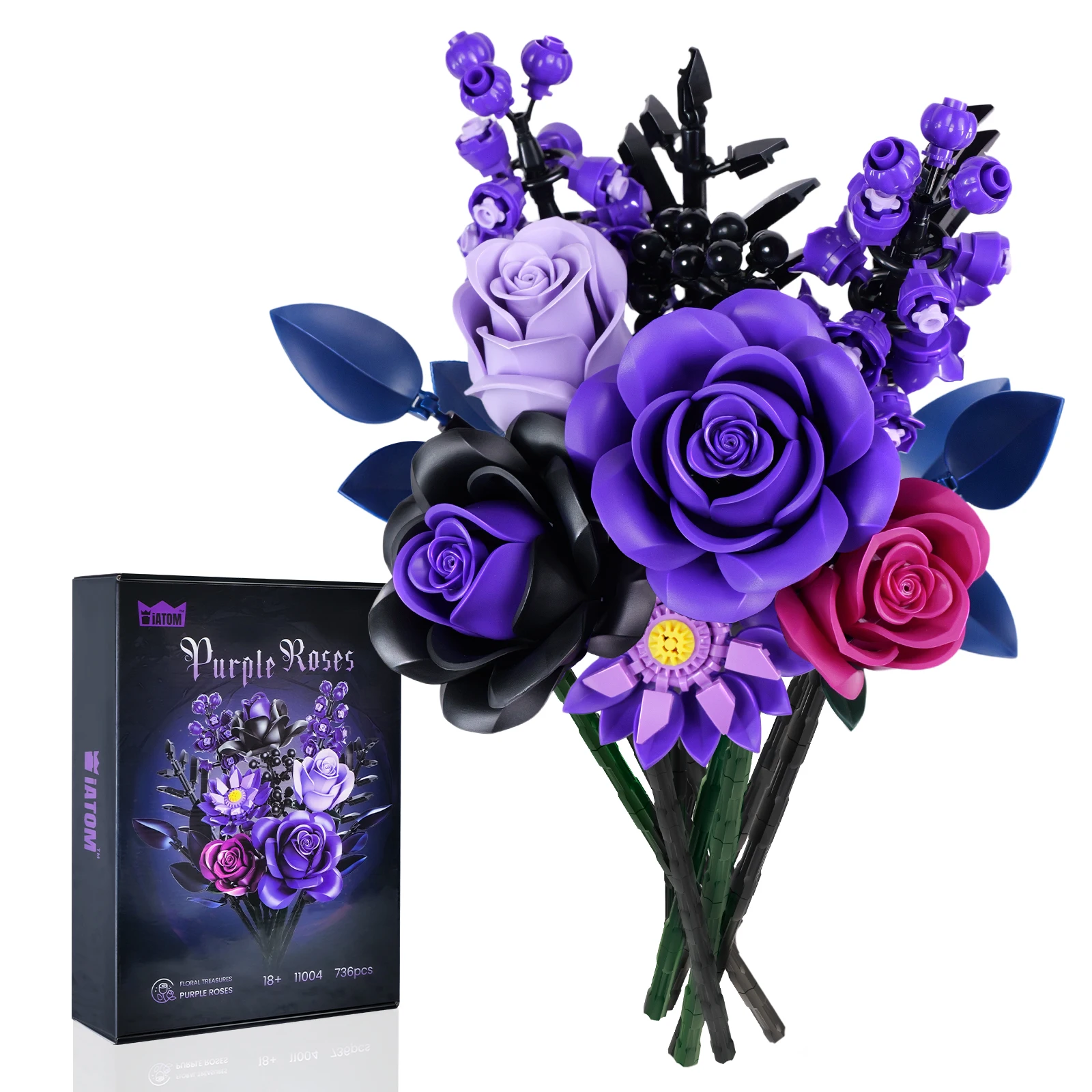 BuildMOC Purple Rose Botanical Building Block Set